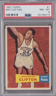 1957/58 Topps Basketball #1 Nat Clifton Rookie Card – PSA NM-MT 8 